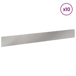 Bordure de Pelouse 10 pcs 100 x 12 cm Acier Argenté 640013640013