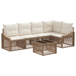 Ensemble de canapé de jardin 6 pcs Beige polyrotin 640015640015