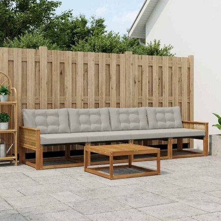 Ensemble de canapés d'extérieur 5 pcs Naturel et gris clair 640029640029