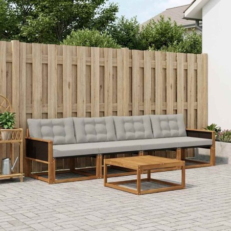 Ensemble de canapés d'extérieur 5 pcs Naturel et gris clair 640032640032