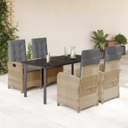 Ensemble à manger de jardin coussins 5 pcs mélange beige rotin 640038640038