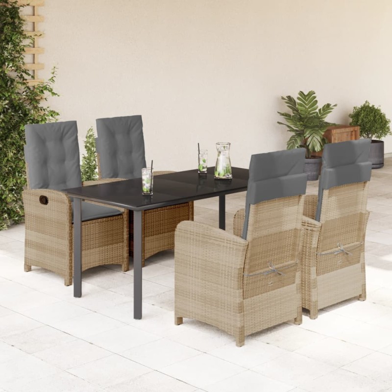 Ensemble à manger de jardin coussins 5 pcs mélange beige rotin 640038640038