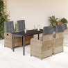 Ensemble à manger de jardin coussins 5 pcs mélange beige rotin 640038640038
