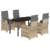 Ensemble à manger de jardin coussins 5 pcs mélange beige rotin 640038640038