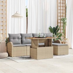 Ensemble de canapé de jardin 6 pcs Beige Poly rotin 640039640039
