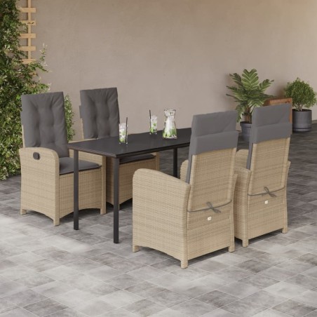 Ensemble à manger de jardin coussins 5 pcs mélange beige rotin 640040640040