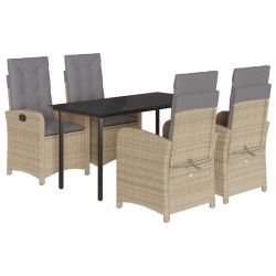 Ensemble à manger de jardin coussins 5 pcs mélange beige rotin 640040640040