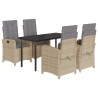Ensemble à manger de jardin coussins 5 pcs mélange beige rotin 640040640040
