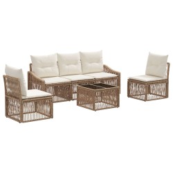 Ensemble de canapé de jardin 6 pcs Beige polyrotin 640041640041