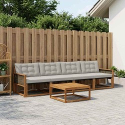 Ensemble de canapés d'extérieur 5 pcs Naturel et gris clair 640053640053