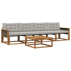 Ensemble de canapés d'extérieur 5 pcs Naturel et gris clair 640053640053