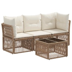 Ensemble de canapé de jardin 4 pcs Beige polyrotin 640055640055