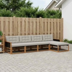 Ensemble de canapés d'extérieur 5 pcs Naturel et gris clair 640064640064