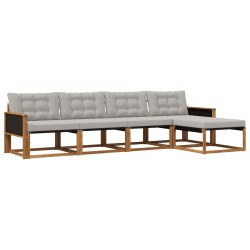 Ensemble de canapés d'extérieur 5 pcs Naturel et gris clair 640064640064