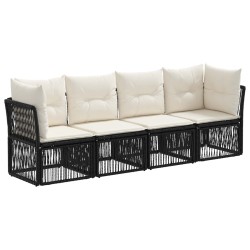 Ensemble de canapé de jardin 4 pcs Noir polyrotin 640071640071
