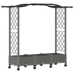 Lit Élevé avec Treillis et Toit Gris clair 169 x 40 x 129 cm PP 640073640073