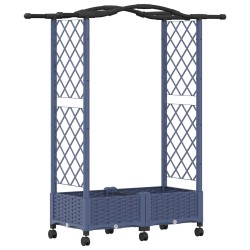 Lit Élevé avec Treillis et Toit Gris 124 x 40 x 129 cm PP 640074640074