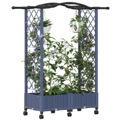 Lit Élevé avec Treillis et Toit Gris 124 x 40 x 129 cm PP 640074640074