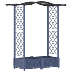 Lit Élevé avec Treillis et Toit Gris 124 x 40 x 123 cm PP 640075640075