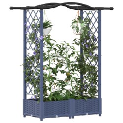 Lit Élevé avec Treillis et Toit Gris 124 x 40 x 123 cm PP 640075640075