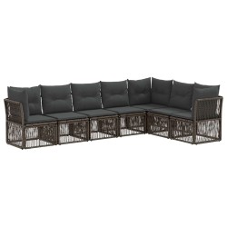Ensemble de canapé de jardin 7 pcs Gris polyrotin 640076640076