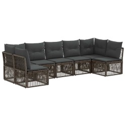 Ensemble de canapé de jardin 7 pcs Gris polyrotin 640077640077