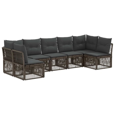Ensemble de canapé de jardin 7 pcs Gris polyrotin 640077640077