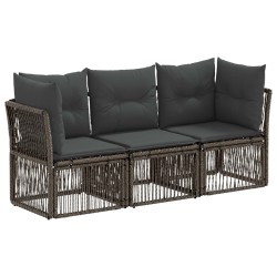 Ensemble de canapé de jardin 3 pcs Gris polyrotin 640081640081