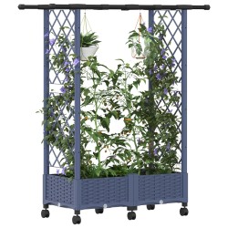 Lit Élevé avec Treillis et Toit Gris 122,5 x 40 x 127 cm PP 640085640085