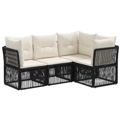 Ensemble de canapé de jardin 4 pcs Noir polyrotin 640086640086