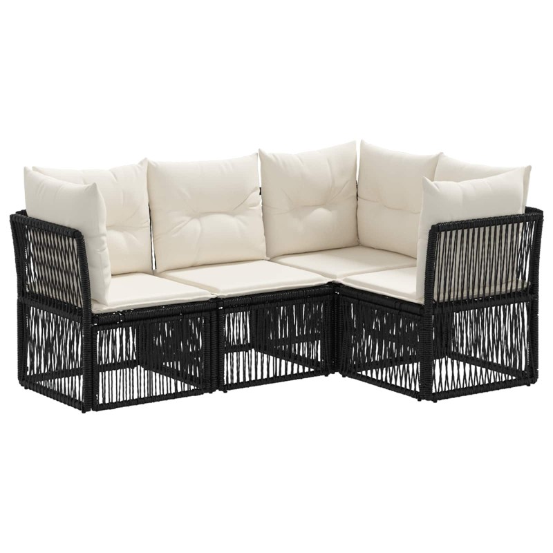 Ensemble de canapé de jardin 4 pcs Noir polyrotin 640086640086