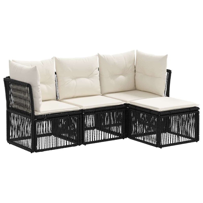 Ensemble de canapé de jardin 4 pcs Noir polyrotin 640088640088
