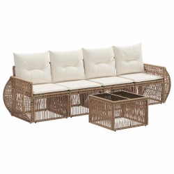 Ensemble de canapé de jardin 5 pcs Beige et blanc crème 640089640089
