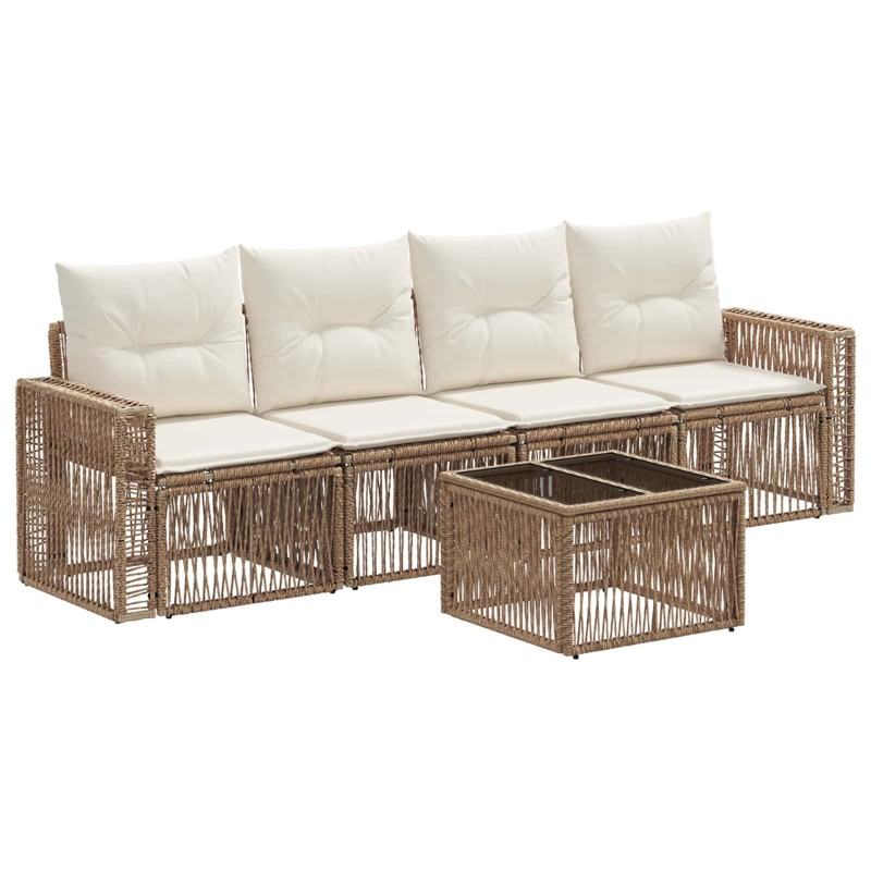 Ensemble de canapé de jardin 5 pcs Beige et blanc crème 640091640091
