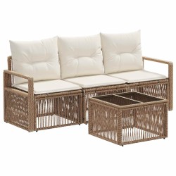 Ensemble de canapé de jardin 4 pcs Beige polyrotin 640092640092