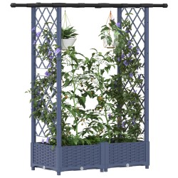 Lit Élevé avec Treillis et Toit Gris 122,5 x 40 x 121 cm PP 640094640094