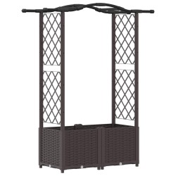 Lit Élevé avec Treillis et Toit Marron 125 x 40 x 138 cm PP 640095640095