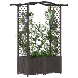 Lit Élevé avec Treillis et Toit Marron 125 x 40 x 138 cm PP 640095640095