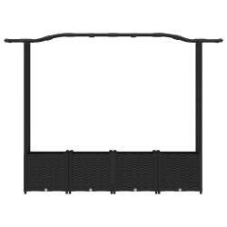 Lit Élevé avec Treillis et Toit Noir 204 x 40 x 138 cm PP 640097640097