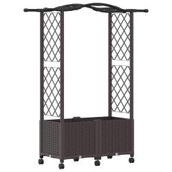 Lit Élevé avec Treillis et Toit Marron 125 x 40 x 144 cm PP 640098640098