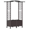 Lit Élevé avec Treillis et Toit Marron 125 x 40 x 144 cm PP 640098640098