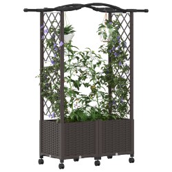 Lit Élevé avec Treillis et Toit Marron 125 x 40 x 144 cm PP 640098640098