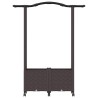 Lit Élevé avec Treillis et Toit Marron 125 x 40 x 144 cm PP 640098640098