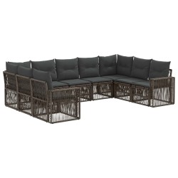 Ensemble de canapé de jardin 9 pcs Gris et Gris foncé polyrotin 640101640101
