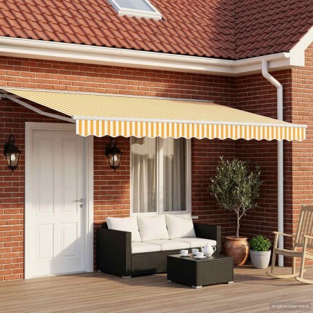 Cadre de store manuel avec LEDs Jaune et blanc 5 x 3 m 640103640103