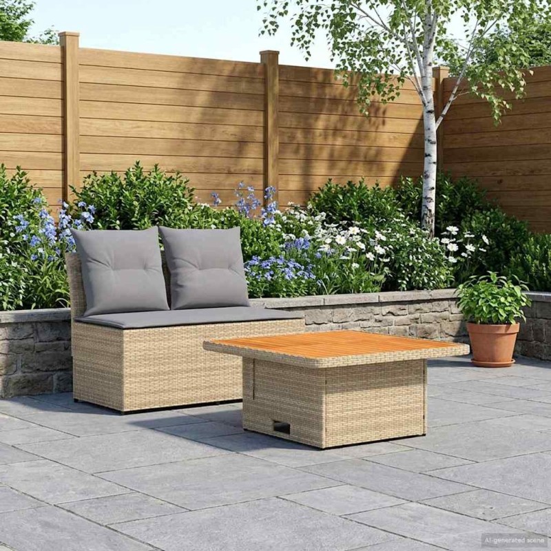 2 Pièce Canapé du milieu de jardin avec table relevable 640107640107