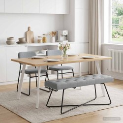 Banc avec capitonnage bouton Gris clair 110 x 40 x 46 cm Tissu 640118640118