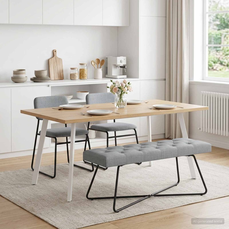 Banc avec capitonnage bouton Gris clair 110 x 40 x 46 cm Tissu 640118640118