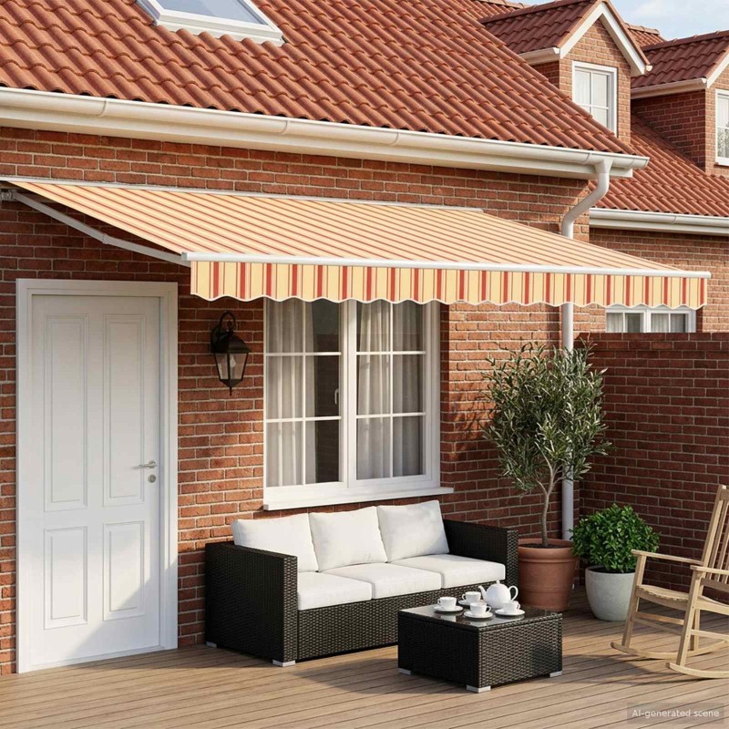 Cadre de store manuel avec LEDs Jaune, Orange et Blanc 5 x 3 m 640125640125