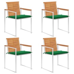 Chaises de jardin lot de 4 avec coussins Bois d'acacia massif 640148640148